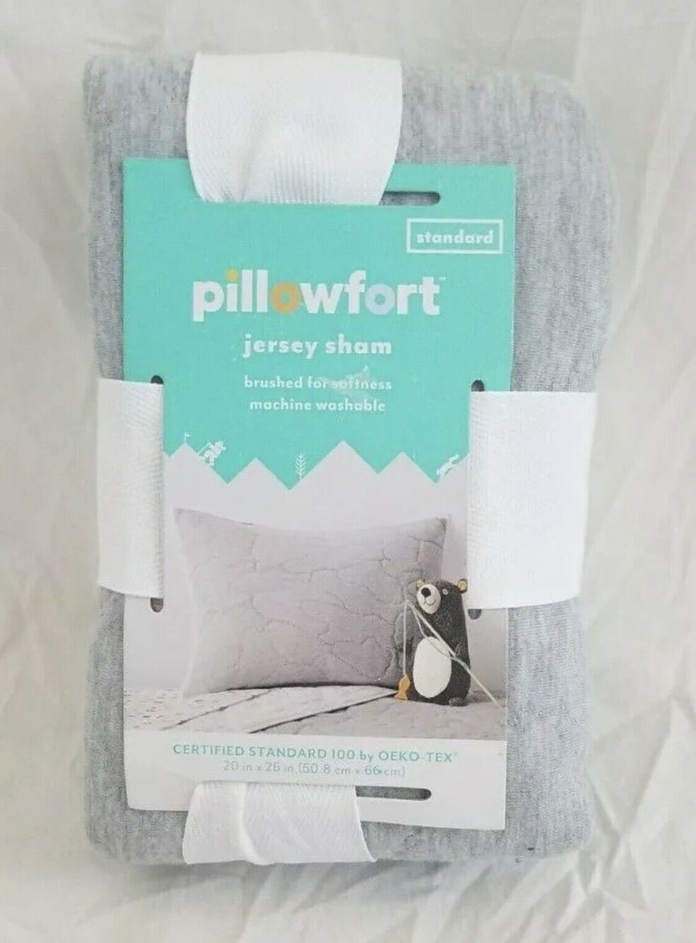 Pillowfort Jersey Gray & White Standard Sham Room Decor Brand New In Packaging